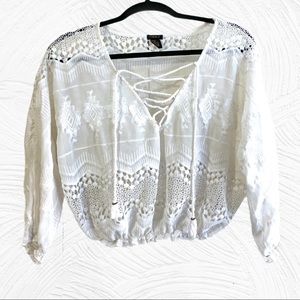 White Embroidered Crop top